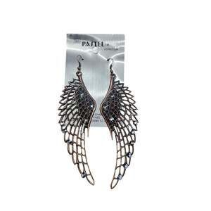 T&T Pastel Collection Copper Tone Rhinestone Angel Wing Dangle Earrings